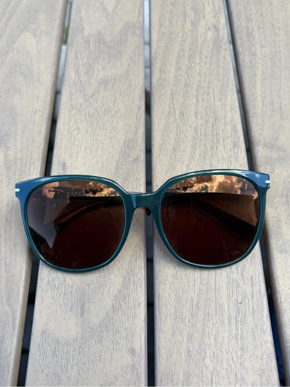 Marc Jacobs Teal Acetate Sunglasses with Brown Lenses